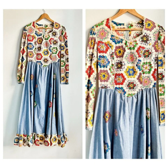 Unbranded Dresses & Skirts - Vintage Floral Patchwork Maxi Dress